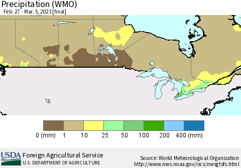 Canada Precipitation (WMO) Thematic Map For 2/27/2023 - 3/5/2023
