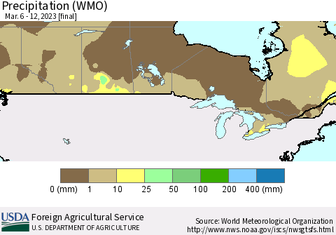 Canada Precipitation (WMO) Thematic Map For 3/6/2023 - 3/12/2023