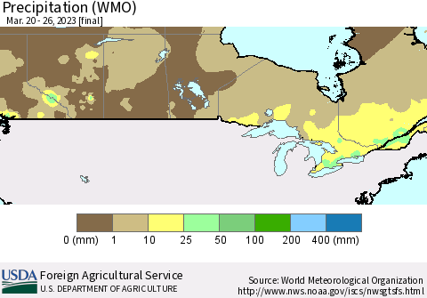 Canada Precipitation (WMO) Thematic Map For 3/20/2023 - 3/26/2023
