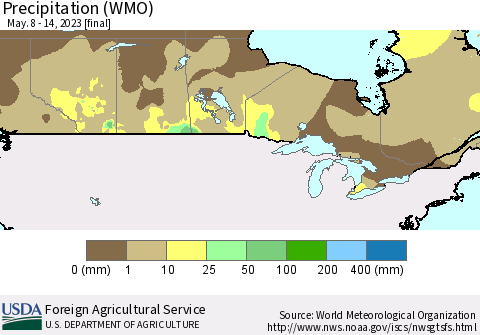 Canada Precipitation (WMO) Thematic Map For 5/8/2023 - 5/14/2023