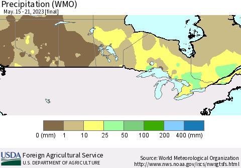 Canada Precipitation (WMO) Thematic Map For 5/15/2023 - 5/21/2023