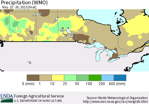 Canada Precipitation (WMO) Thematic Map For 5/22/2023 - 5/28/2023