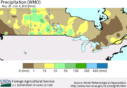 Canada Precipitation (WMO) Thematic Map For 5/29/2023 - 6/4/2023