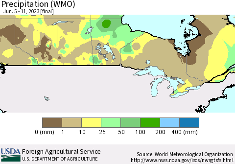 Canada Precipitation (WMO) Thematic Map For 6/5/2023 - 6/11/2023