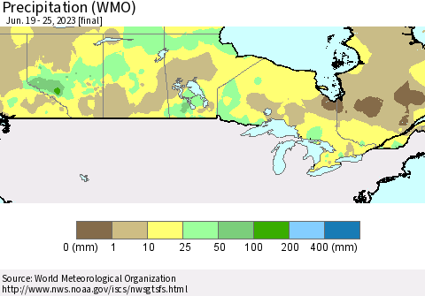Canada Precipitation (WMO) Thematic Map For 6/19/2023 - 6/25/2023