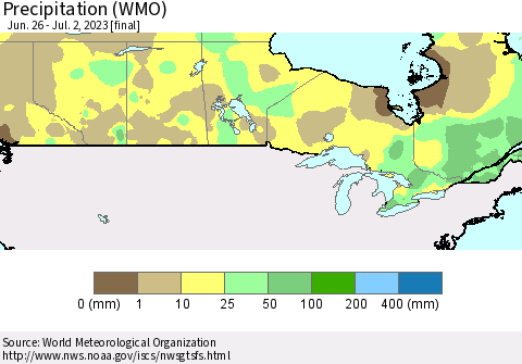 Canada Precipitation (WMO) Thematic Map For 6/26/2023 - 7/2/2023