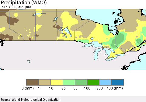 Canada Precipitation (WMO) Thematic Map For 9/4/2023 - 9/10/2023