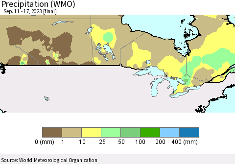 Canada Precipitation (WMO) Thematic Map For 9/11/2023 - 9/17/2023
