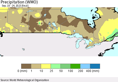 Canada Precipitation (WMO) Thematic Map For 9/18/2023 - 9/24/2023