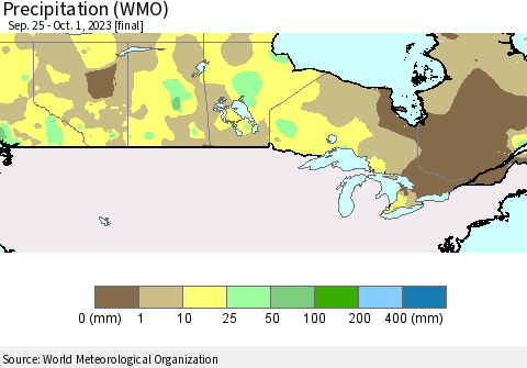 Canada Precipitation (WMO) Thematic Map For 9/25/2023 - 10/1/2023