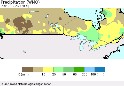 Canada Precipitation (WMO) Thematic Map For 11/6/2023 - 11/12/2023