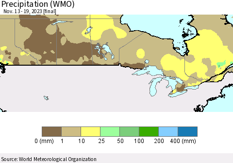 Canada Precipitation (WMO) Thematic Map For 11/13/2023 - 11/19/2023