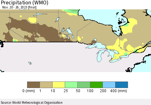 Canada Precipitation (WMO) Thematic Map For 11/20/2023 - 11/26/2023