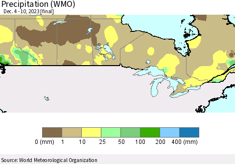 Canada Precipitation (WMO) Thematic Map For 12/4/2023 - 12/10/2023