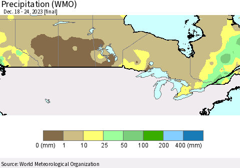 Canada Precipitation (WMO) Thematic Map For 12/18/2023 - 12/24/2023