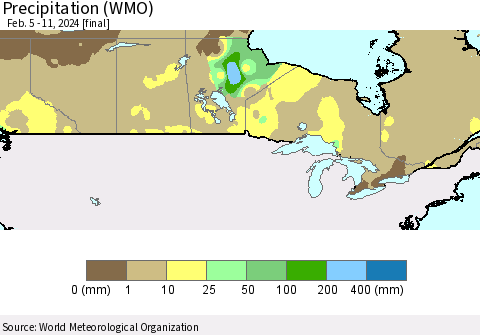 Canada Precipitation (WMO) Thematic Map For 2/5/2024 - 2/11/2024