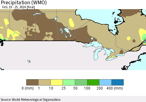 Canada Precipitation (WMO) Thematic Map For 2/19/2024 - 2/25/2024