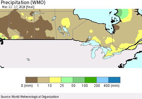 Canada Precipitation (WMO) Thematic Map For 3/11/2024 - 3/17/2024