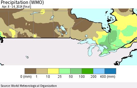Canada Precipitation (WMO) Thematic Map For 4/8/2024 - 4/14/2024