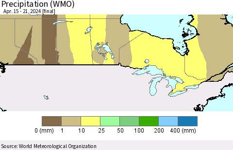 Canada Precipitation (WMO) Thematic Map For 4/15/2024 - 4/21/2024