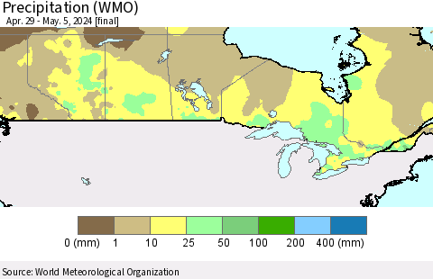 Canada Precipitation (WMO) Thematic Map For 4/29/2024 - 5/5/2024