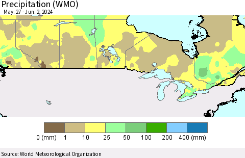 Canada Precipitation (WMO) Thematic Map For 5/27/2024 - 6/2/2024