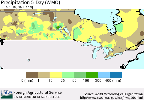 Canada Precipitation 5-Day (WMO) Thematic Map For 6/6/2021 - 6/10/2021