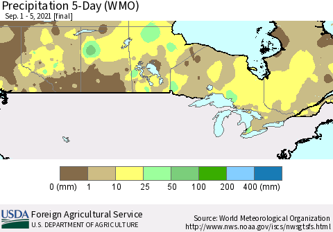 Canada Precipitation 5-Day (WMO) Thematic Map For 9/1/2021 - 9/5/2021