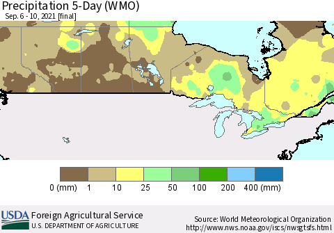 Canada Precipitation 5-Day (WMO) Thematic Map For 9/6/2021 - 9/10/2021