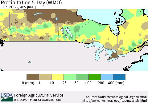 Canada Precipitation 5-Day (WMO) Thematic Map For 6/21/2022 - 6/25/2022