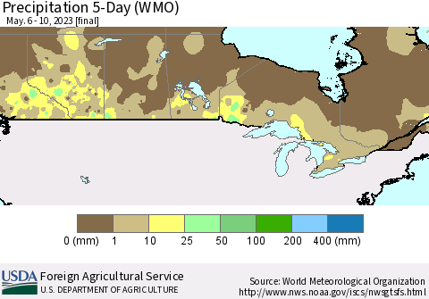 Canada Precipitation 5-Day (WMO) Thematic Map For 5/6/2023 - 5/10/2023