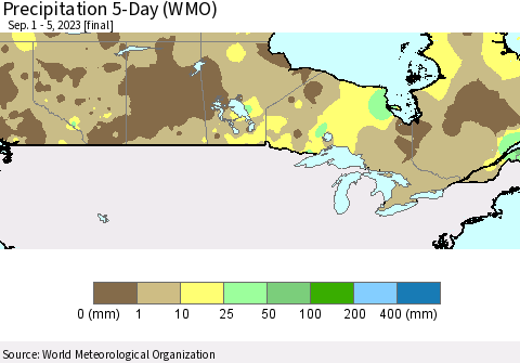 Canada Precipitation 5-Day (WMO) Thematic Map For 9/1/2023 - 9/5/2023