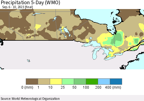 Canada Precipitation 5-Day (WMO) Thematic Map For 9/6/2023 - 9/10/2023