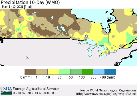 Canada Precipitation 10-Day (WMO) Thematic Map For 5/1/2021 - 5/10/2021