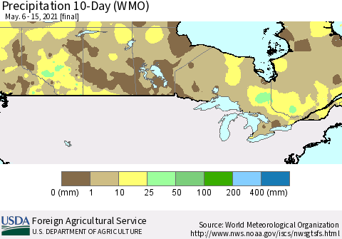 Canada Precipitation 10-Day (WMO) Thematic Map For 5/6/2021 - 5/15/2021