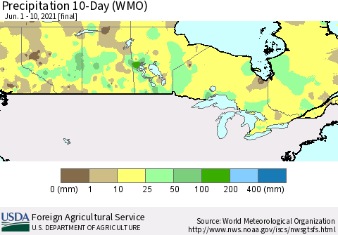 Canada Precipitation 10-Day (WMO) Thematic Map For 6/1/2021 - 6/10/2021