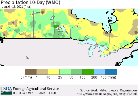 Canada Precipitation 10-Day (WMO) Thematic Map For 6/6/2021 - 6/15/2021