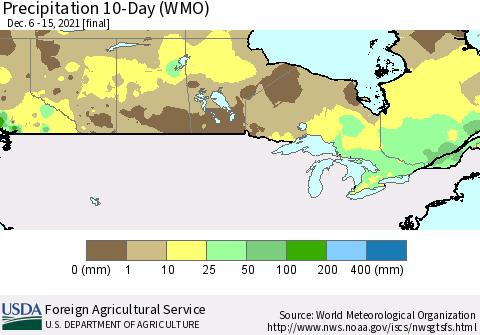 Canada Precipitation 10-Day (WMO) Thematic Map For 12/6/2021 - 12/15/2021