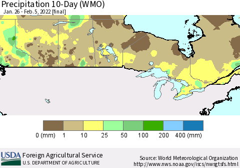 Canada Precipitation 10-Day (WMO) Thematic Map For 1/26/2022 - 2/5/2022