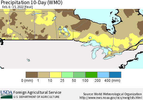 Canada Precipitation 10-Day (WMO) Thematic Map For 2/6/2022 - 2/15/2022