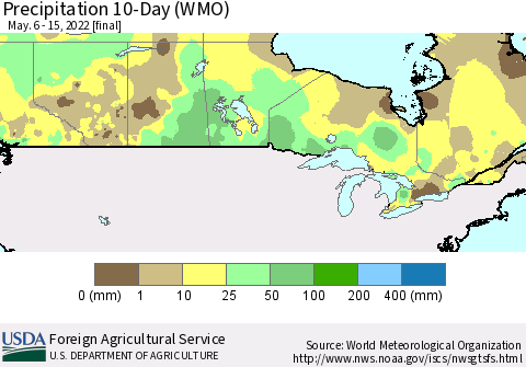 Canada Precipitation 10-Day (WMO) Thematic Map For 5/6/2022 - 5/15/2022