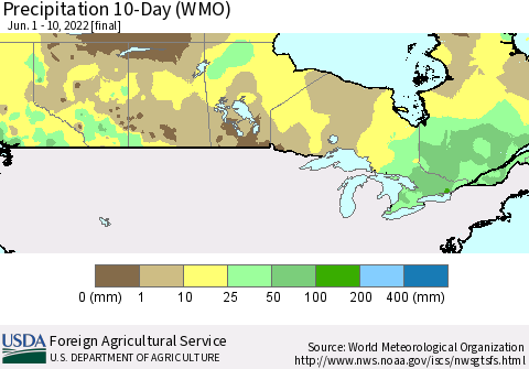 Canada Precipitation 10-Day (WMO) Thematic Map For 6/1/2022 - 6/10/2022