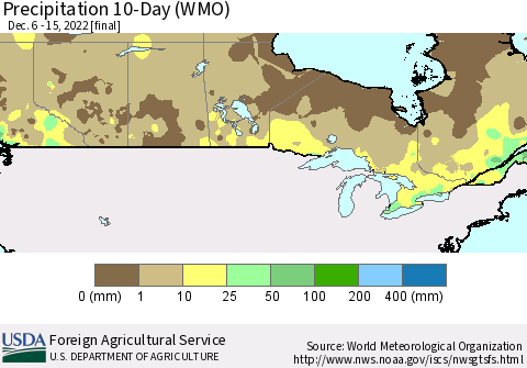 Canada Precipitation 10-Day (WMO) Thematic Map For 12/6/2022 - 12/15/2022