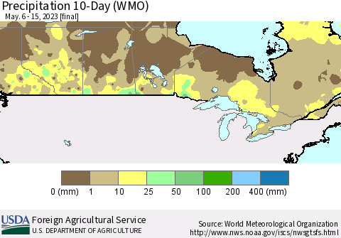 Canada Precipitation 10-Day (WMO) Thematic Map For 5/6/2023 - 5/15/2023