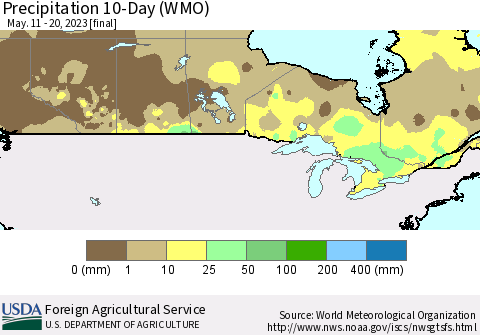 Canada Precipitation 10-Day (WMO) Thematic Map For 5/11/2023 - 5/20/2023
