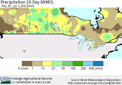 Canada Precipitation 10-Day (WMO) Thematic Map For 5/26/2023 - 6/5/2023