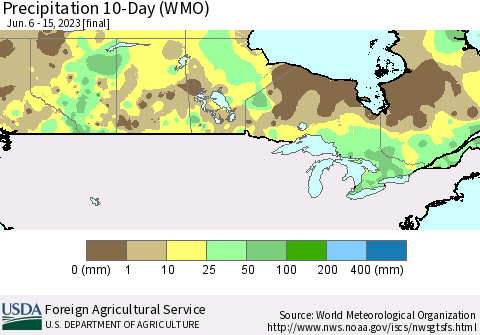 Canada Precipitation 10-Day (WMO) Thematic Map For 6/6/2023 - 6/15/2023