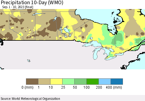 Canada Precipitation 10-Day (WMO) Thematic Map For 9/1/2023 - 9/10/2023