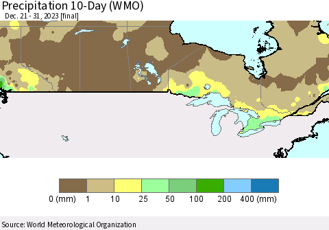 Canada Precipitation 10-Day (WMO) Thematic Map For 12/21/2023 - 12/31/2023