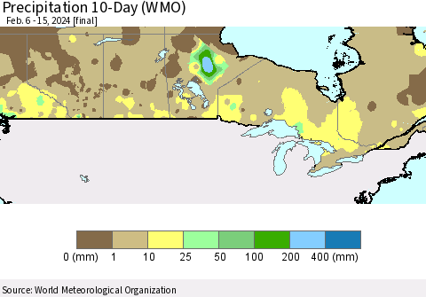 Canada Precipitation 10-Day (WMO) Thematic Map For 2/6/2024 - 2/15/2024